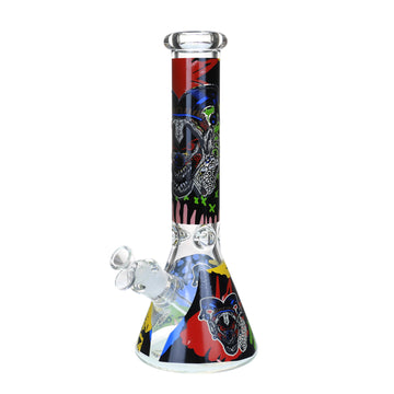 14" 7mm Ghost Joker Printed Beaker Water Pipe (WPB-344)