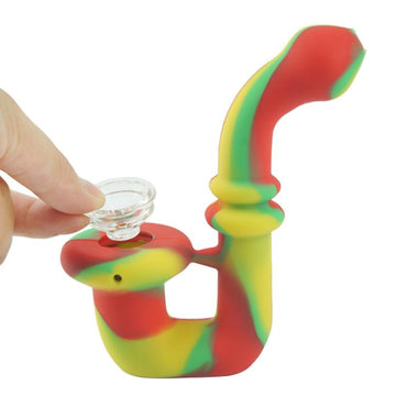 5" Silicone Sherlock Hand Pipe With Removeable Glass Screen Bowl