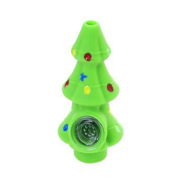 6" Silicone Christmas Tree Hand Pipe with Screen