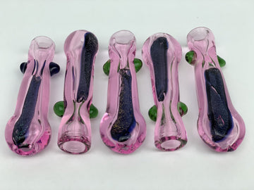 3" Pink Flat Tip Dichro Chillum - 5pk - Skokie Cash & Carry