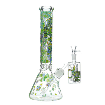 15" CLOVER Printed Beaker with Ash Catcher Water Pipe (WPB-225)