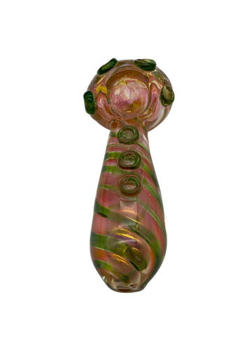 5" Spiral Line Gold Fumed Button Head Belly Hand Pipe
