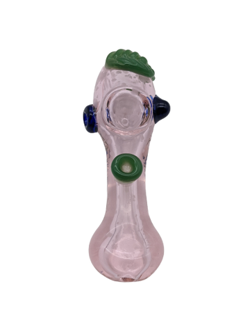 5" Pink/Purple Body Button Leaf Head Hand Pipe
