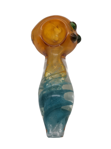 4" Amber Colored Inside Spiral Hand Pipe