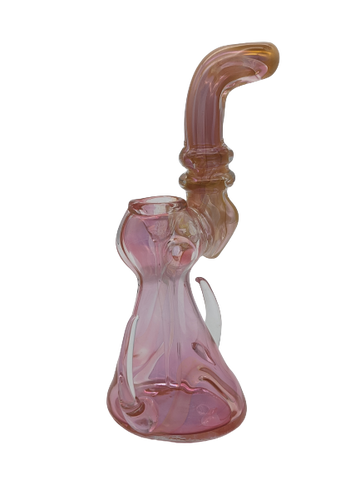 7.5" Gold Fumed Spiked Marble Swirl Bubbler