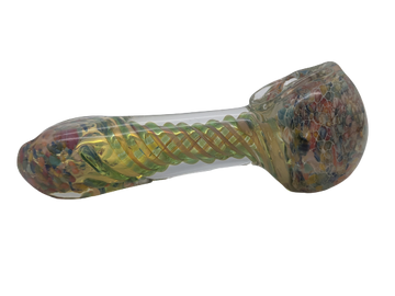 4" Frit Head Flat Mouth Spiral Lined Hand Pipe