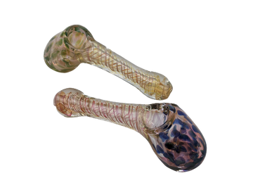 6" Gold Fumed Spiral Line Hammer Head Bubbler
