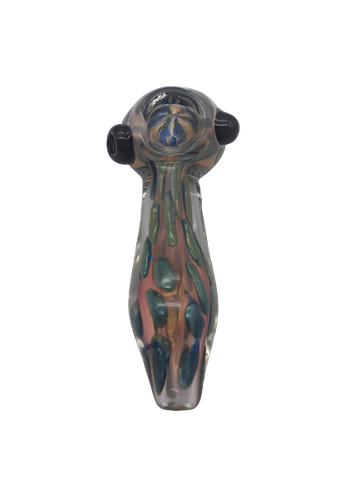 5" Gold Fumed Inside Green Bubble Hand Pipe