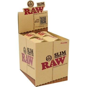 RAW Pre-Rolled Slim Herbal Tips 21pk - 21ct Display