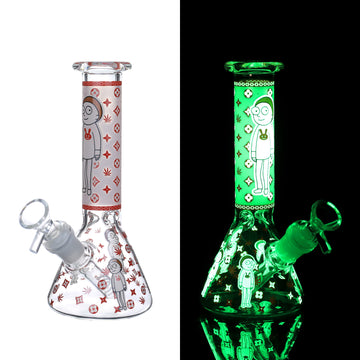 8" R&M Printed Glow In The Dark Beaker Water Pipe