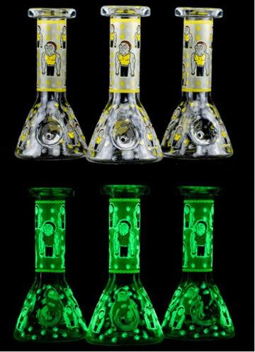 5" Glow In The Dark Beaker Water Pipe Style Printed Hand Pipe