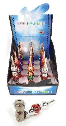 4.25" Skull Metal Pipe with Jewel Design - 12ct Display (MSRP: $4.99ea)