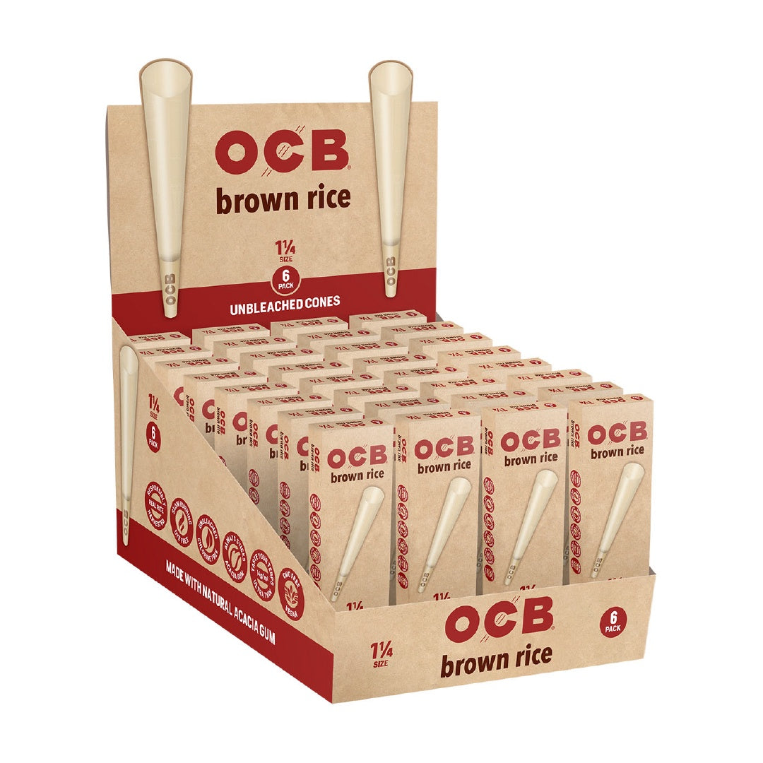 OCB - Brown Rice Unbleached Pre-Roll Cones - 32ct Display