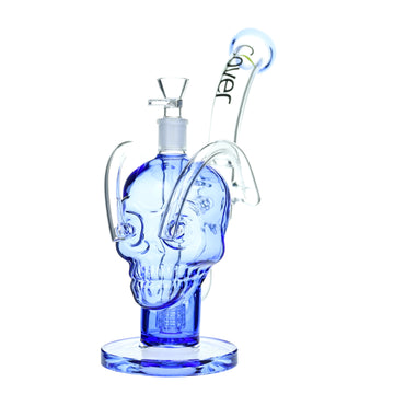 12" CLOVER Bent Neck Skull Eye Recycler Water Pipe (WPC-204)