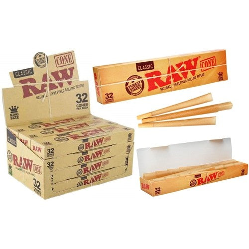 Raw Classic King Size Cones 32pk - 12ct Display