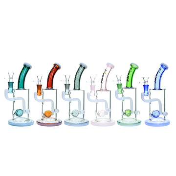 10" CLOVER Bent Neck Colored Ball Perc Water Pipe (MSRP: $49.99)