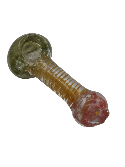 4" Rasta Colored Frit Head Inside Spiral Hand Pipe