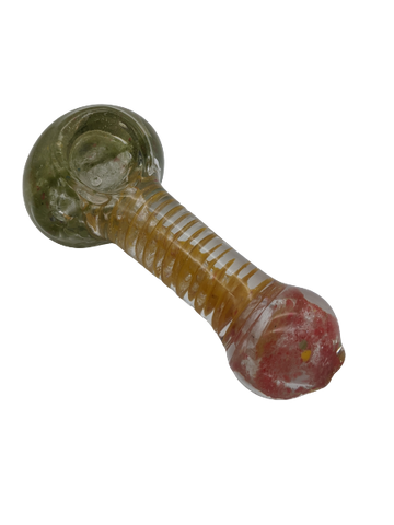 4" Rasta Colored Frit Head Inside Spiral Hand Pipe
