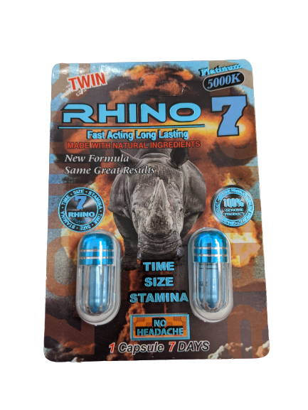 Rhino 7 Platinum 5000k Twin Pack Pills 2pk - 24ct Display (MSRP: $9.99)
