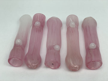 3" Pink Fumed Chillum with Marble - 5pk - Skokie Cash & Carry