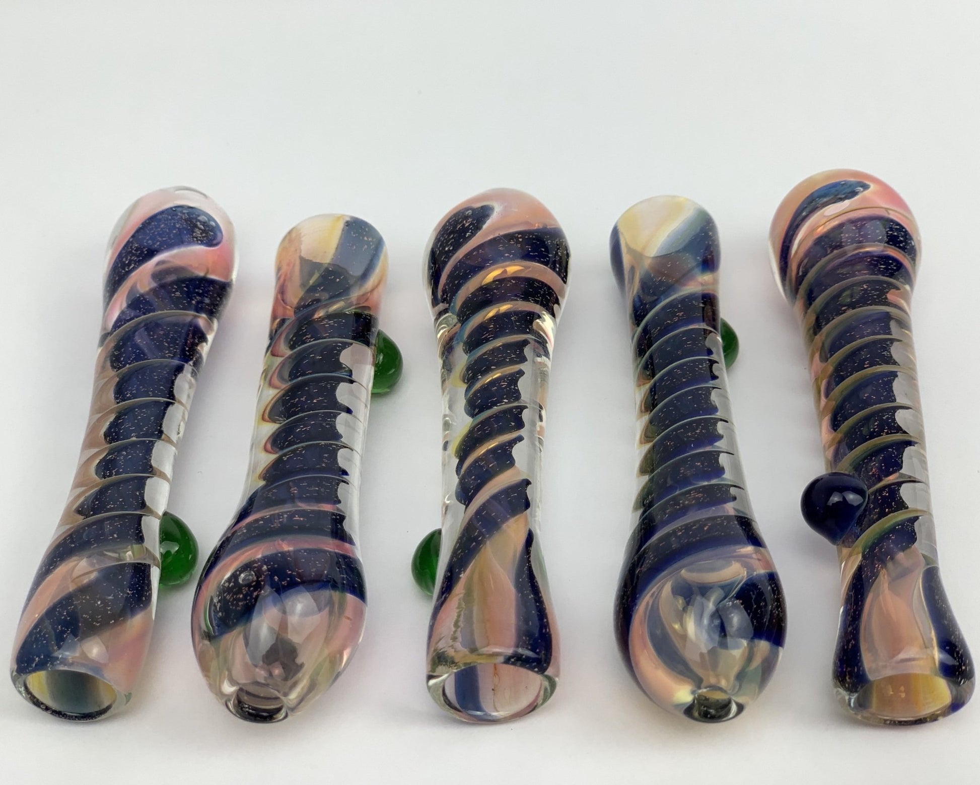 3.5" Fumed Dichro Spiral Chillum - 5pk - Skokie Cash & Carry