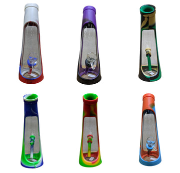 9.5" Cone Shape Silicone & Glass Water Pipe (MSRP: $24.99)
