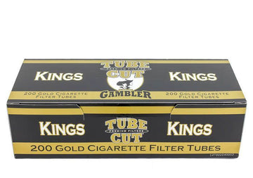 Gambler Tube Cut Gold King Size Filter Cigarette Tubes - 5pk