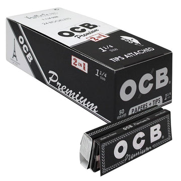 OCB Premium 1 1/4 Rolling Paper w/ Tips - 24 Count Box