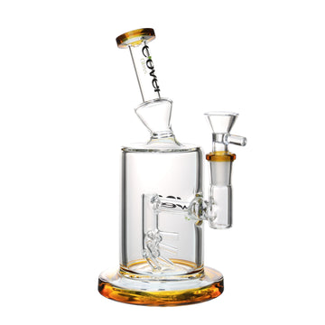 8" CLOVER Angled Neck Large Base Downward Perc Water Pipe (WPE-354)