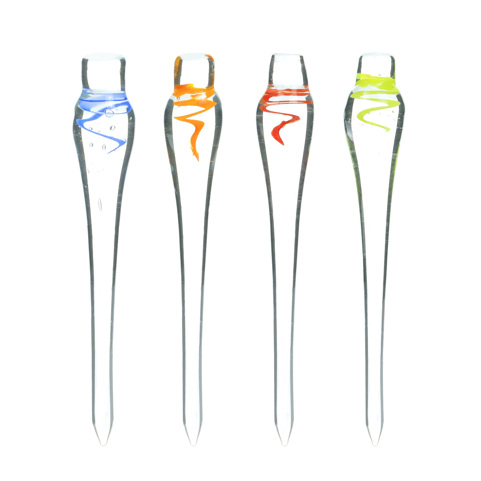 4.5" Clear Glass with Top Colored Swirl Glass Dabber - 2pk