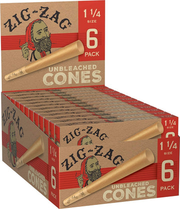 Zig Zag Unbleached Pre-Rolled Cones 24ct Display