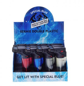 Special Blue -  Bernie Double Plastic Torch - 12ct Display