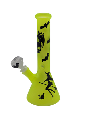 10" Neon Frosted Colored Halloween Printed Beaker Water Pipe