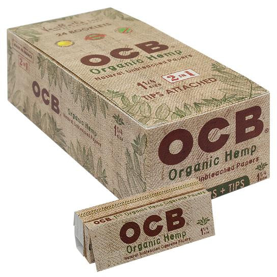 OCB Organic Hemp 1 1/4 Rolling Paper w/ Tips - 24 Count Box