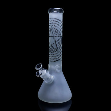 14" 7mm Thick Fully Frosted Etched Beaker Water Pipe