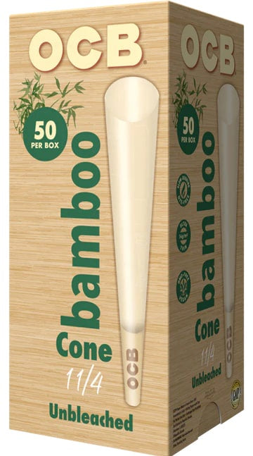OCB Bamboo Unbleached 1 1/4 Cone Tower - 50ct Display