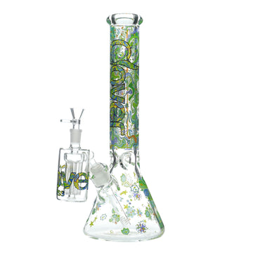 15" CLOVER Printed Beaker with Ash Catcher Water Pipe (WPB-225)