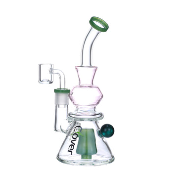 9" CLOVER Bent Neck Colored Middle Water Pipe (WPE-442)