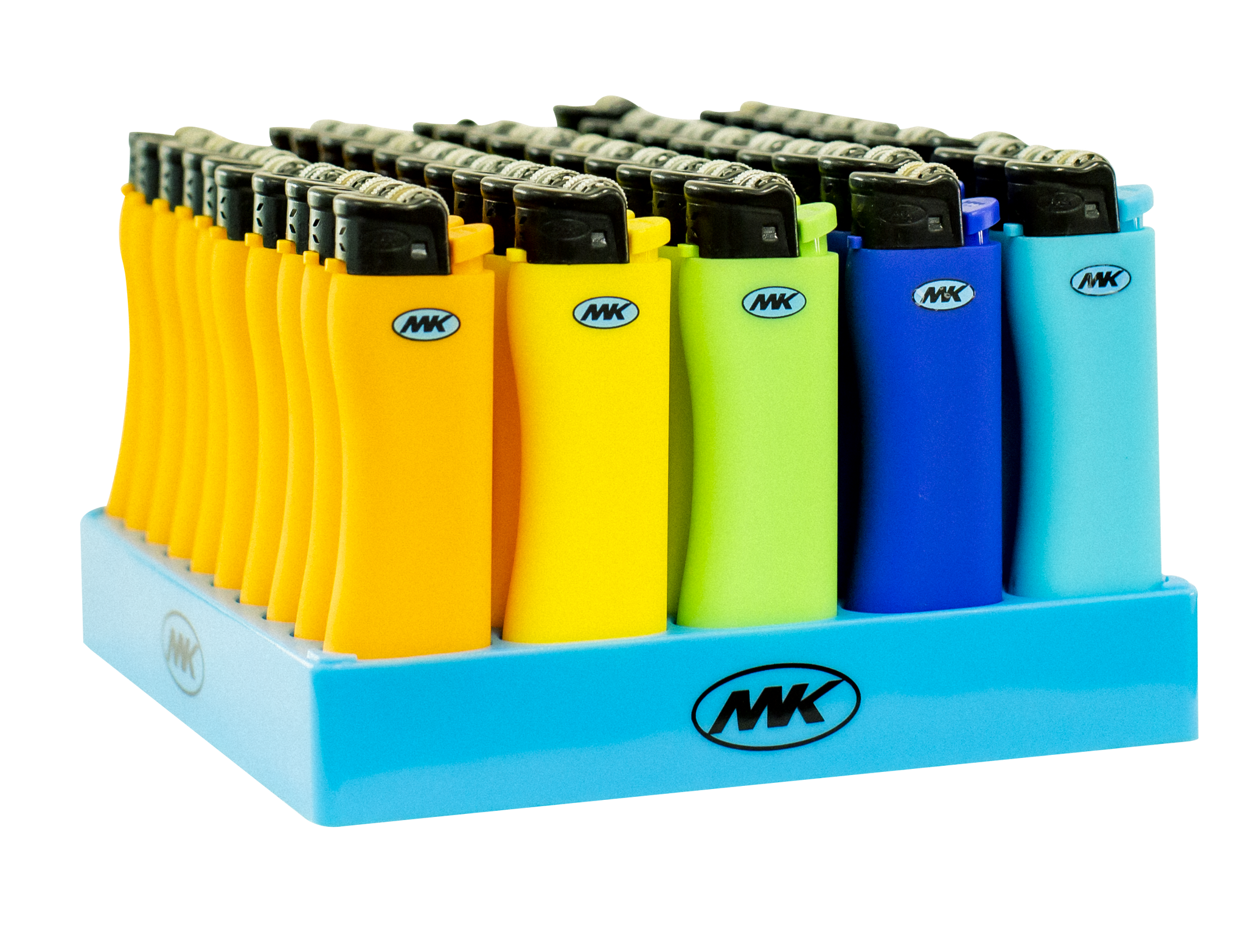 MK Slip Guard Assorted Color Premium Refillable Lighter - 50ct Display (MSRP: $1.99ea)
