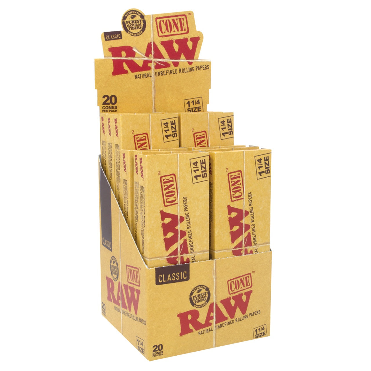 RAW Classic Pre-Rolled Cone 20pk (King Size | 1 1/4") 12ct Display
