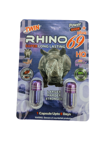 Rhino 69 Power 500k Plus Pills 2pk - 24ct Display (MSRP: $9.99)