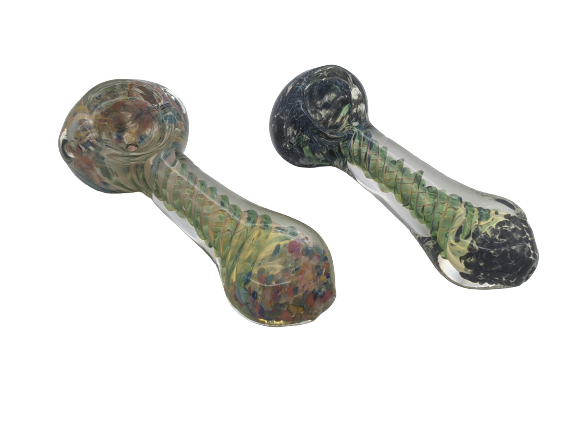 4" Frit Head Flat Mouth Spiral Lined Hand Pipe