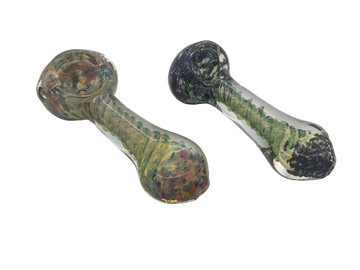 4" Frit Head Flat Mouth Spiral Lined Hand Pipe
