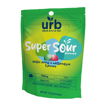 URB D8|D9|D10 3000mg Super Sour Gummies - 5ct Display