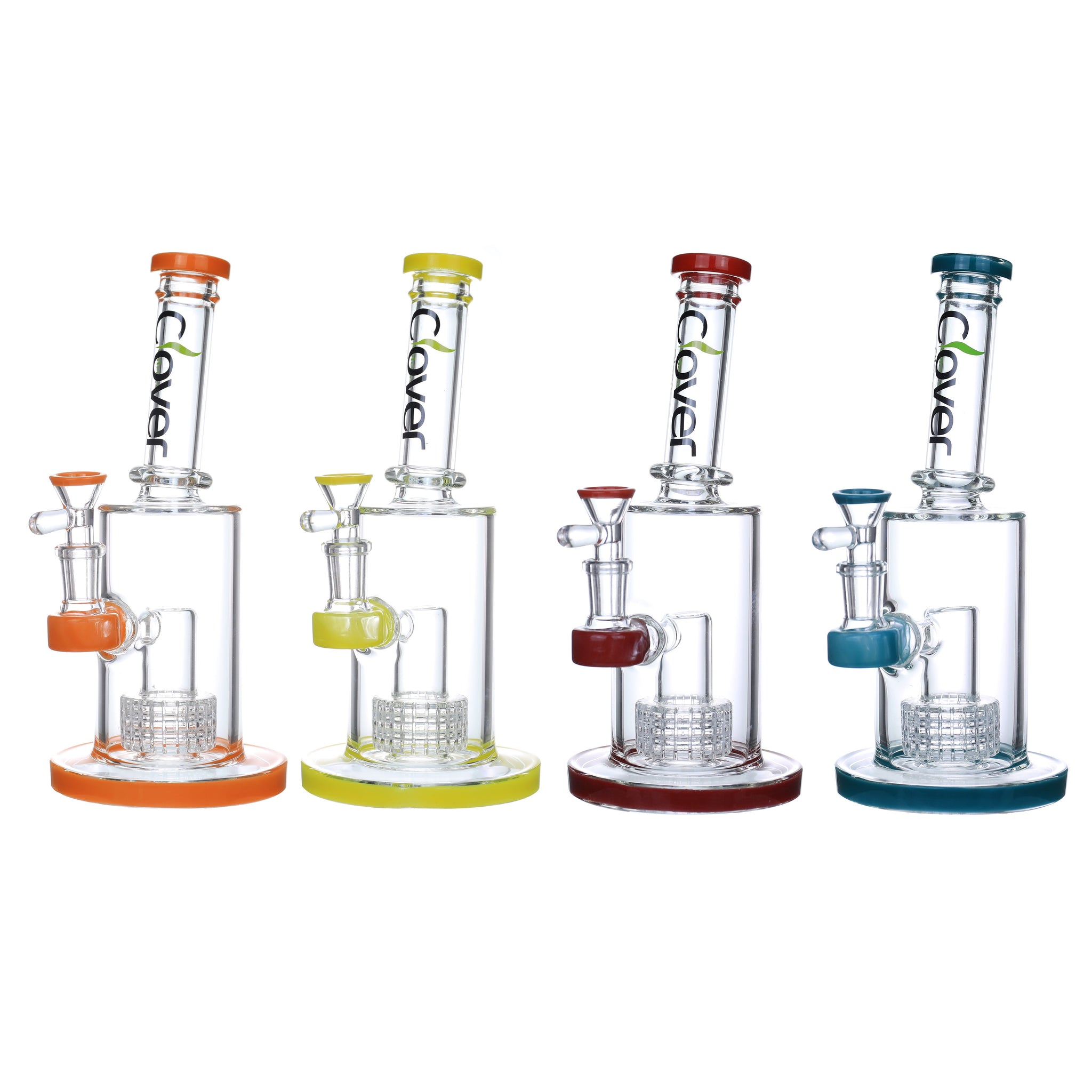 9" CLOVER Angled Neck Matrix Perc Water Pipe (WPE-434_