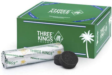 Three Kings 33mm Coconut Charcoal 10pk - 10ct Display