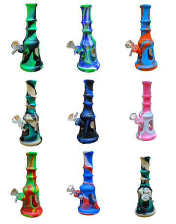7" Silicone & Glass Pagoda Style Water Pipe (MSRP: $19.99)