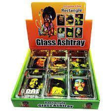 Glass Rectangle Ashtray - 6ct Display (MSRP: $4.99ea)
