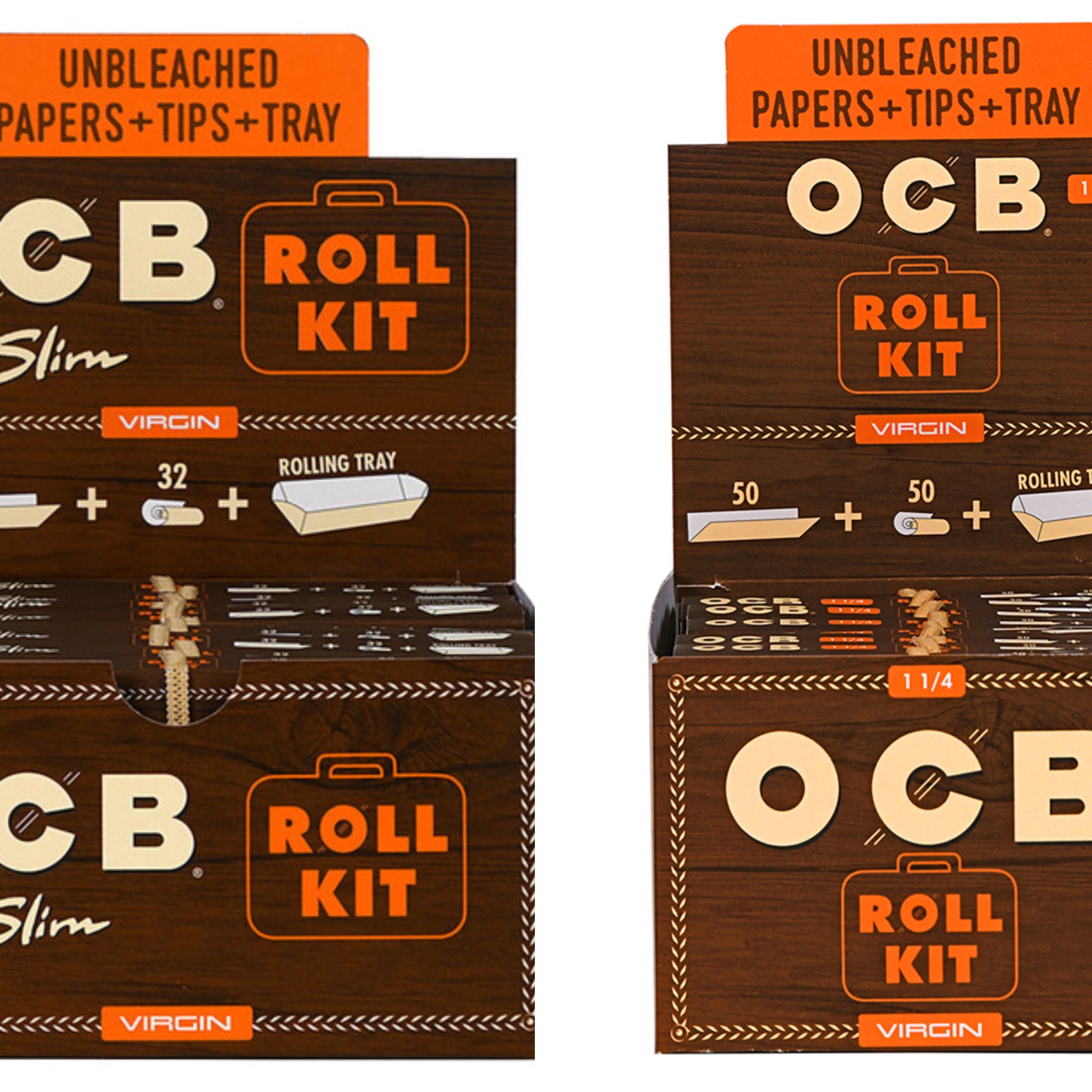 OCB Virgin Roll Kit Papers Slim & Tips & Tray 20 Packs- Buitrago Cigars
