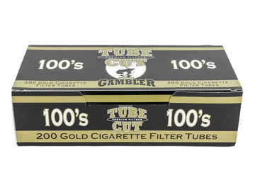 Gambler Tube Cut Gold 100mm Filter Cigarette Tubes - 5pk